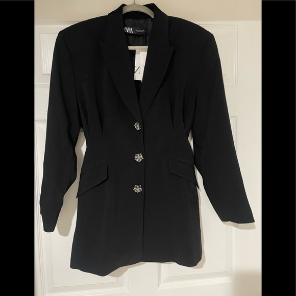 ZARA BLOGGERS FAV NWT LONG BLAZER WITH JEWEL BUTTONS - Picture 16 of 16